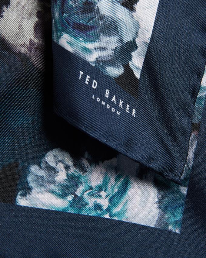 Pochettes De Costume Ted Baker Painted Floral Silk Pocket Square Turquoise Bleu Homme | QZI-17247803